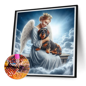 Angel And Dog 30*30CM (canvas) Full Round Drill Diamond Painting