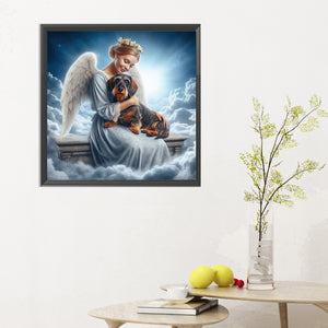 Angel And Dog 30*30CM (canvas) Full Round Drill Diamond Painting
