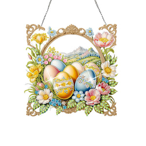 Easter Egg Scene Single-Sided Diamond Art Hanging Pendant for Office Home Decor