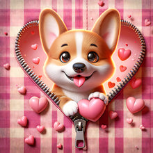 Load image into Gallery viewer, Pink Love Puppy-Corgi 30*30CM (canvas) Full Round Drill Diamond Painting
