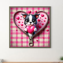 Load image into Gallery viewer, Pink Love Puppy-Valentine Day Boston Terrier 30*30CM (canvas) Full Round Drill Diamond Painting
