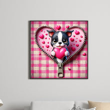 Load image into Gallery viewer, Pink Love Puppy-Valentine Day Boston Terrier 30*30CM (canvas) Full Round Drill Diamond Painting
