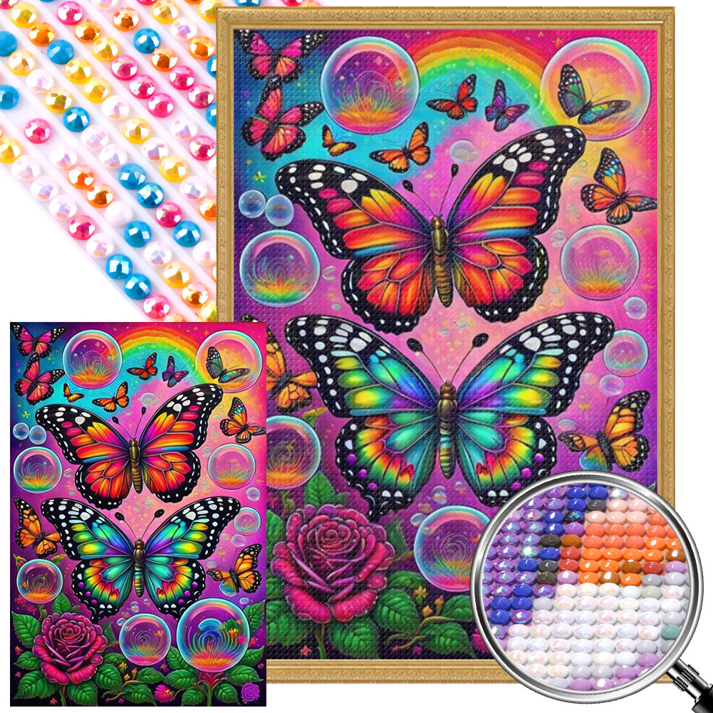 Garden Bubble Butterfly 40*60CM (canvas) Full AB Round Drill Diamond Painting