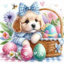 Load image into Gallery viewer, Curly-Eared Dog And Easter Eggs 30*30CM (canvas) Full Round Drill Diamond Painting
