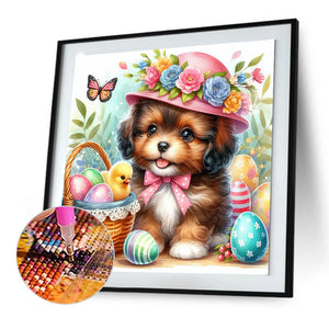 Ravenclaw Dog And Easter Egg 30*30CM (canvas) Full Round Drill Diamond Painting