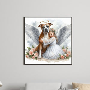 Angel Dog And Baby 30*30CM (canvas) Full Round Drill Diamond Painting