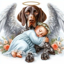 Load image into Gallery viewer, Angel Dog And Baby 30*30CM (canvas) Full Round Drill Diamond Painting
