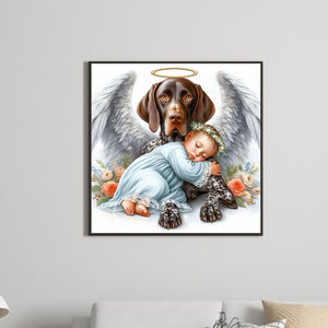 Angel Dog And Baby 30*30CM (canvas) Full Round Drill Diamond Painting