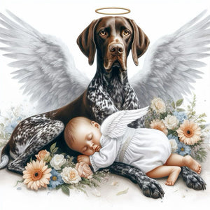 Angel Dog And Baby 30*30CM (canvas) Full Round Drill Diamond Painting