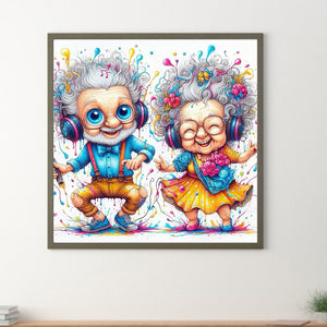 Old Couple 30*30CM (canvas) Full Round Drill Diamond Painting