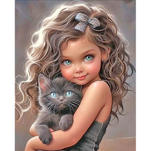 Load image into Gallery viewer, Little Girl Holding Cat 40*50CM (canvas) Full Round Drill Diamond Painting
