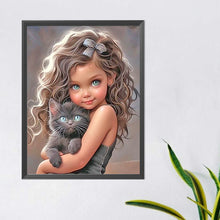 Load image into Gallery viewer, Little Girl Holding Cat 40*50CM (canvas) Full Round Drill Diamond Painting
