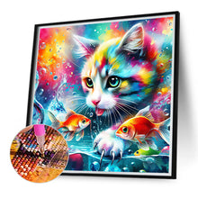 Load image into Gallery viewer, Goldfish And Colorful Cat 40*40CM (canvas) Full Round Drill Diamond Painting
