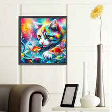 Load image into Gallery viewer, Goldfish And Colorful Cat 40*40CM (canvas) Full Round Drill Diamond Painting
