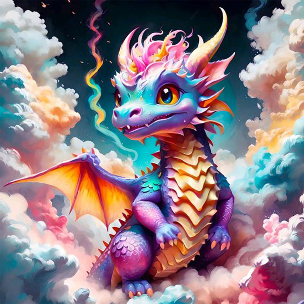 Colorful Dragon In The Mist 30*30CM (canvas) Full Round Drill Diamond Painting