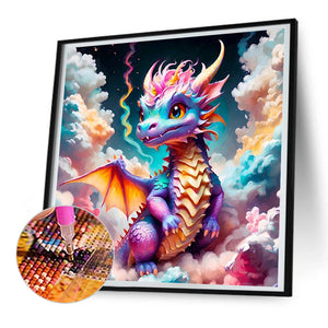 Colorful Dragon In The Mist 30*30CM (canvas) Full Round Drill Diamond Painting