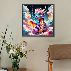 Colorful Dragon In The Mist 30*30CM (canvas) Full Round Drill Diamond Painting
