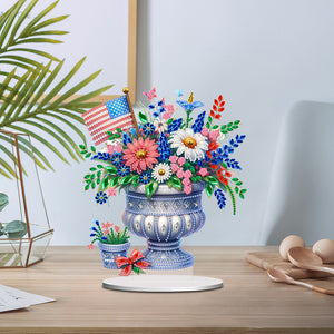 American Flag Special Shape Diamond Painting Desktop Ornament (Flower Vase 1)