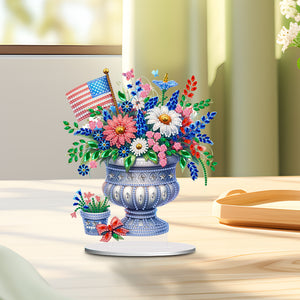 American Flag Special Shape Diamond Painting Desktop Ornament (Flower Vase 1)