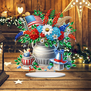 American Flag Special Shape Diamond Painting Desktop Ornament (Flower Vase 2)