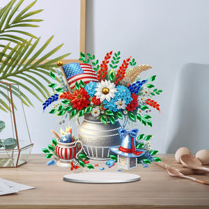 American Flag Special Shape Diamond Painting Desktop Ornament (Flower Vase 2)