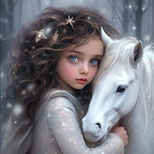 Load image into Gallery viewer, White Horse Girl 30*30CM (canvas) Full Round Drill Diamond Painting
