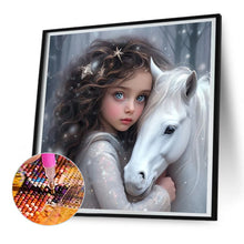 Load image into Gallery viewer, White Horse Girl 30*30CM (canvas) Full Round Drill Diamond Painting
