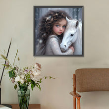 Load image into Gallery viewer, White Horse Girl 30*30CM (canvas) Full Round Drill Diamond Painting
