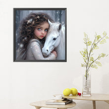 Load image into Gallery viewer, White Horse Girl 30*30CM (canvas) Full Round Drill Diamond Painting
