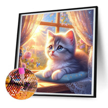 Load image into Gallery viewer, Glowing Cat By The Window 30*30CM (canvas) Full Round Drill Diamond Painting
