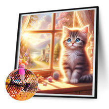 Load image into Gallery viewer, Glowing Cat By The Window 30*30CM (canvas) Full Round Drill Diamond Painting
