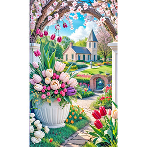 Manor Flowers And Plants 30*50CM (canvas) Full Round Drill Diamond Painting