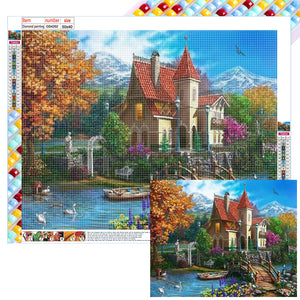 Woods House 50*40CM (canvas) Full Square Drill Diamond Painting