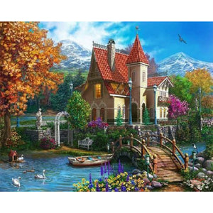 Woods House 50*40CM (canvas) Full Square Drill Diamond Painting