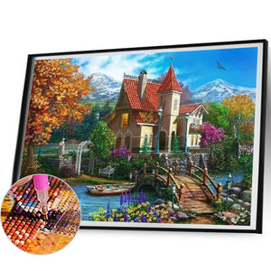 Woods House 50*40CM (canvas) Full Square Drill Diamond Painting