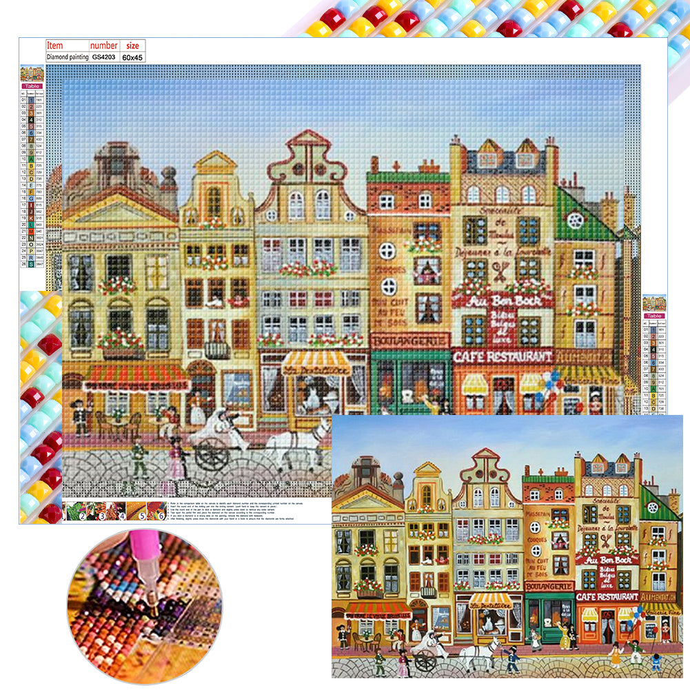 Houses Street 60*45CM (canvas) Full Square Drill Diamond Painting