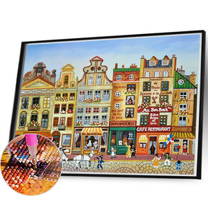 Houses Street 60*45CM (canvas) Full Square Drill Diamond Painting