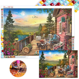 Woods House 70*50CM (canvas) Full Square Drill Diamond Painting