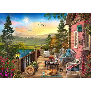 Woods House 70*50CM (canvas) Full Square Drill Diamond Painting