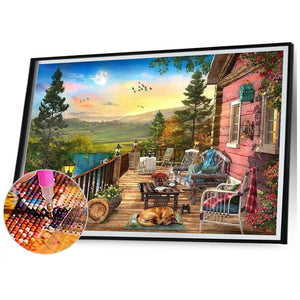 Woods House 70*50CM (canvas) Full Square Drill Diamond Painting