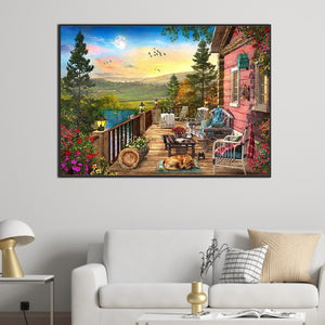 Woods House 70*50CM (canvas) Full Square Drill Diamond Painting