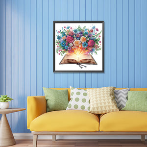 Flowers In Books 30*30CM (canvas) Partial Special-Shaped Drill Diamond Painting