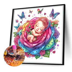 Rose Child 30*30CM (canvas) Partial Special-Shaped Drill Diamond Painting