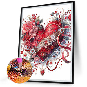 Flowers Of Love 30*40CM (canvas) Partial Special-Shaped Drill Diamond Painting