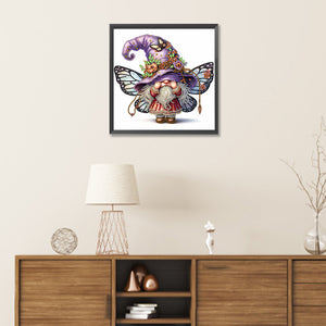 Spring Butterfly Gnome 30*30CM (canvas) Partial Special-Shaped Drill Diamond Painting