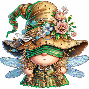 Spring Dragonfly Gnome 30*30CM (canvas) Partial Special-Shaped Drill Diamond Painting
