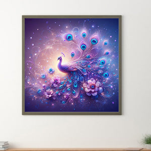 Purple Fantasy Background Peacock 40*40CM (canvas) Full Round Drill Diamond Painting