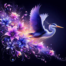 Load image into Gallery viewer, Flying Crane On Purple Fantasy Background 40*40CM (canvas) Full Round Drill Diamond Painting
