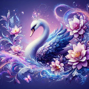 Purple Fantasy Background Swan 40*40CM (canvas) Full Round Drill Diamond Painting