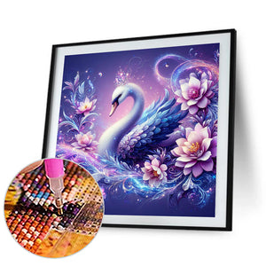Purple Fantasy Background Swan 40*40CM (canvas) Full Round Drill Diamond Painting